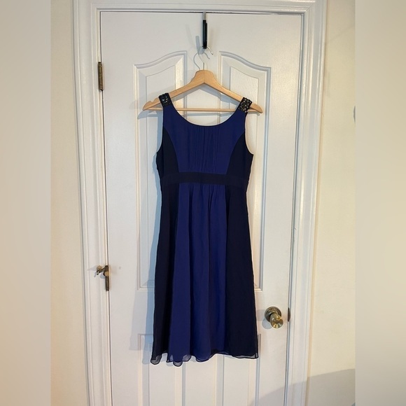 Boden‎ | 100% Silk Dress Blue & Navy Sequin Embelishments Size 4 Y2K 90s Dance - Picture 5 of 11